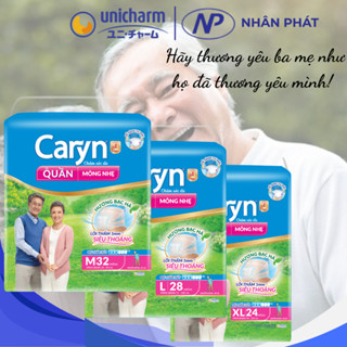 { TẶNG 4M} Tã Quần NGƯỜI GIÀ Caryn Mỏng Nhẹ M32/L28/XL24