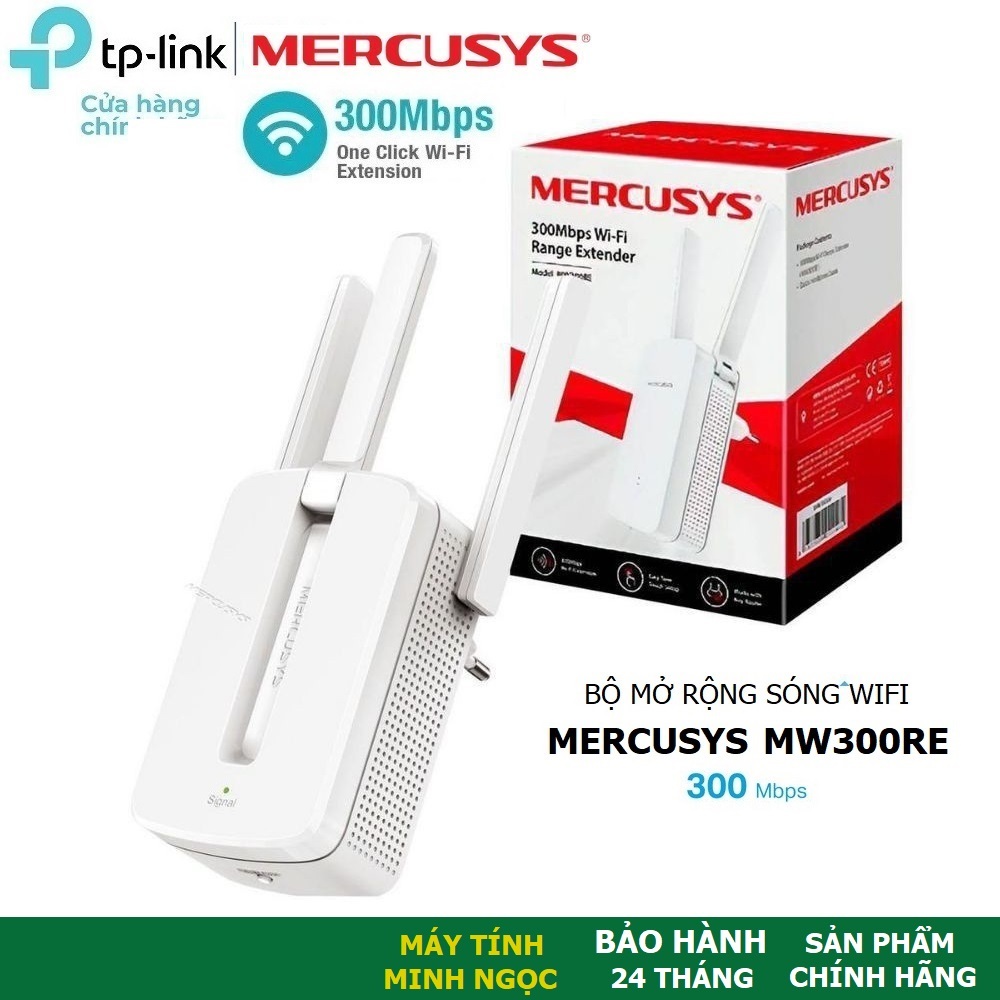 Bộ Kích Sóng Wifi Mercusys 300RE (Mercusys MW300RE) Chuẩn N 300Mbps - Chính Hãng Bảo Hành 24 Tháng