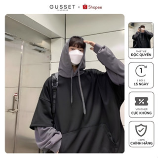  Áo Hoodie Nam Nữ Unisex Thiết Kế Phối Tay Trendy GUSSET Vải Nỉ Lót Bông Dày Dặn Mũ May 2 Lớp Ấm Áp 