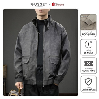  Áo Khoác Nam Da Lộn GUSSET OAK008 Thiết Kế Cổ Cao Form Rộng Oversize Style Hàn Quốc 