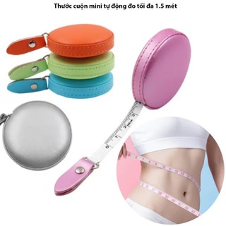 Thước cuộn mini tự động đo 3 vòng, Thước dây da nhỏ đa năng đo tối đa 1.5 mét RON
