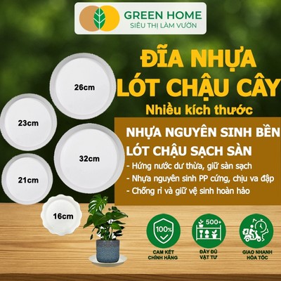 Đĩa Nhựa Lót Chậu Cây GreenHome, Nhiều Kích Cỡ, Hứng Nước Giúp Sạch Bàn, Sàn, Nhựa , Bền, Đẹp