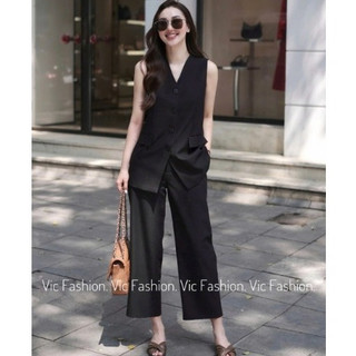 SÉT GILE CỔ TIM MIX QUẦN ỐNG RỘNG DÁNG SUÔNG THANH LỊCH VÀ TRẺ TRUNG, SET NỮ CÔNG SỞ