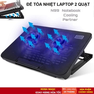 Đế tản nhiệt Laptop N99 Cooling Pad 2 quạt, đèn Led, có nấc nâng lên hạ xuống cho laptop từ 10-17 inch
