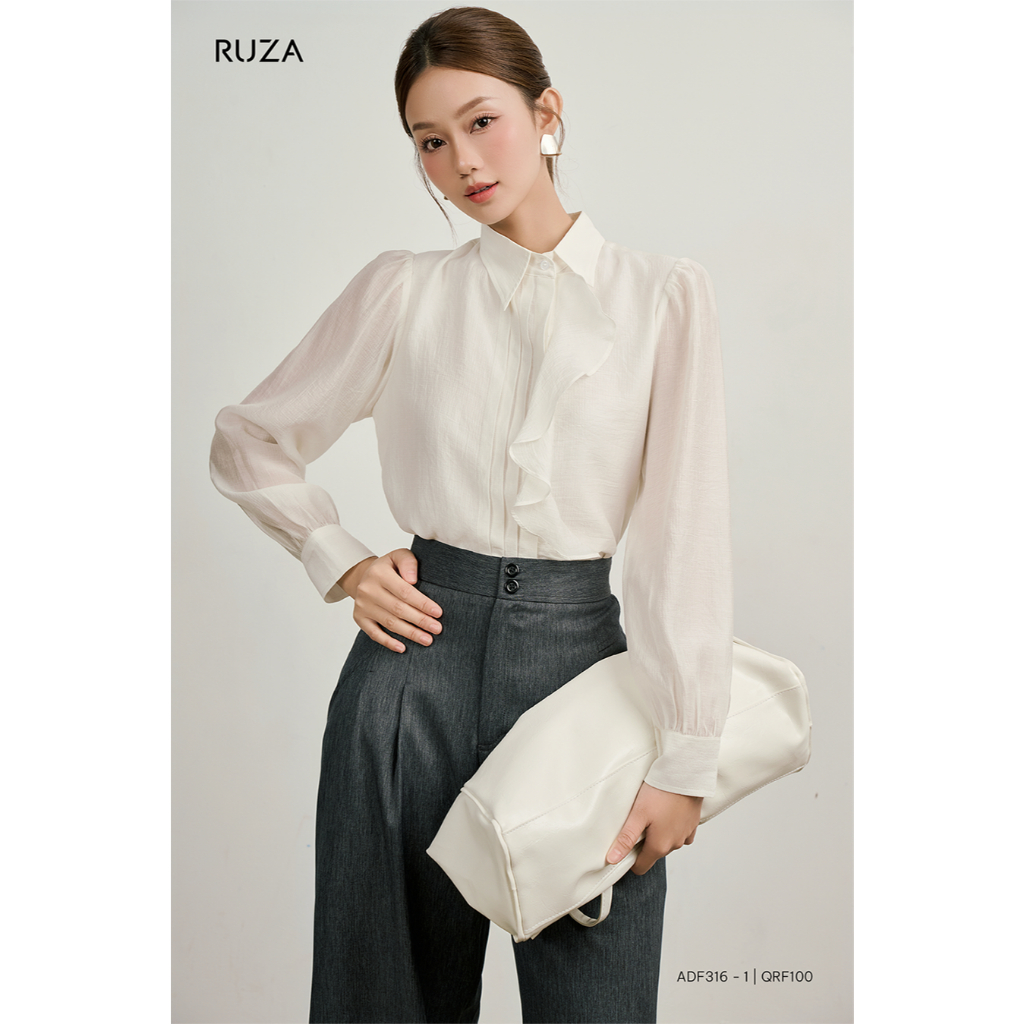 Áo sơ mi nữ tay dài RUZA công sở thiết kế thanh lịch sang trọng ADF316