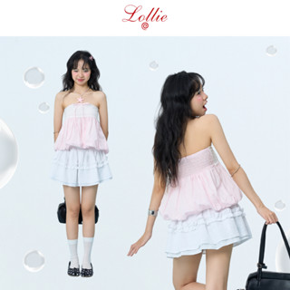 LOLLIE STUDIO - 	Áo quây ren ngực hoạ tiết tim Pinku Tube TKA449