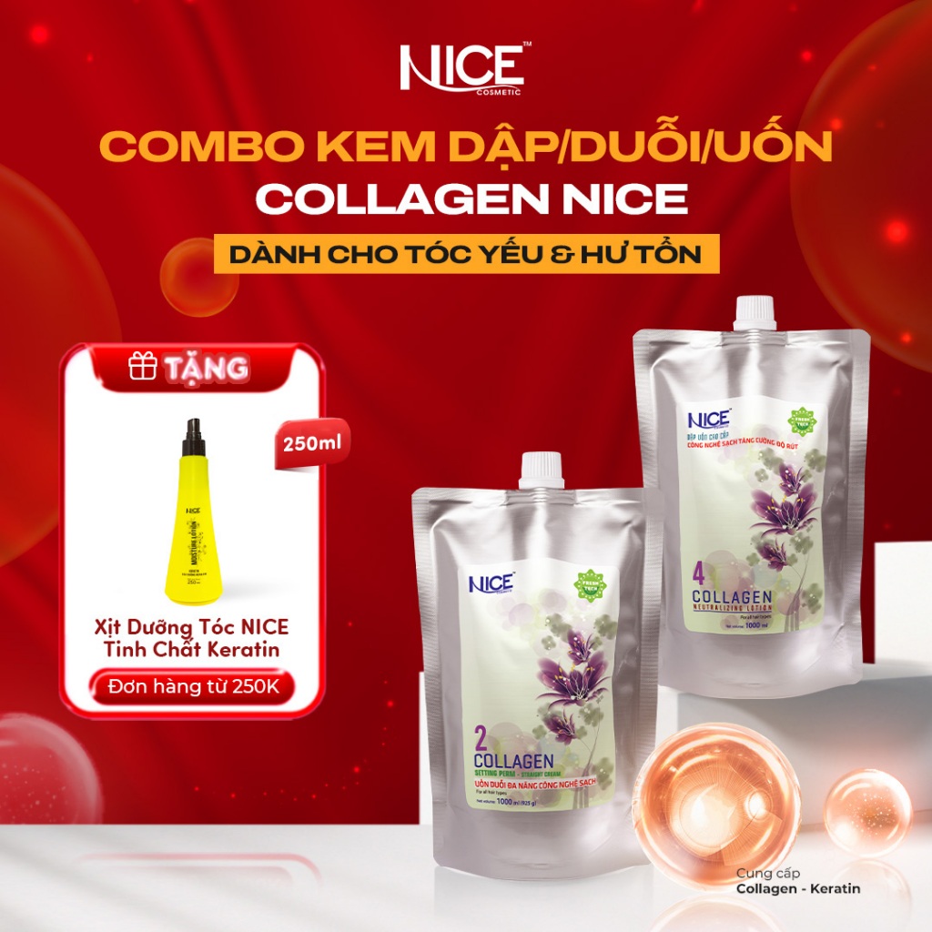 Bộ Sản Phẩm Kem Uốn/Duỗi Đa Năng NICE Giúp Hạn Chế Tóc Hư Tổn Khi Duỗi Dành Cho Salon Tóc