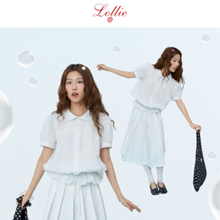LOLLIE STUDIO - Áo kiểu cổ sen xếp li hoạ tiết chấm bi Sawako Shirt TKA450
