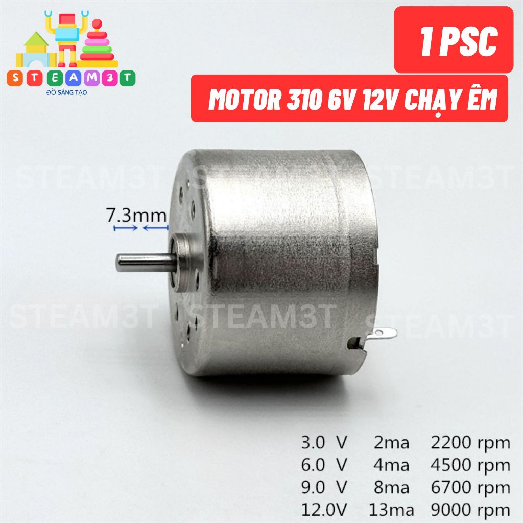 Motor mini 310 3v - 6v tốc độ cao 6600 - 10800 - 17000 RPM thích hợp làm quạt mini - LK0012