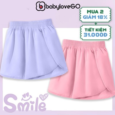 COMBO 2 quần đùi gió bé gái BabyloveGO, quần short đùi vải gió mềm nhẹ thoáng mát dáng thể thao năng động cho bé QG02