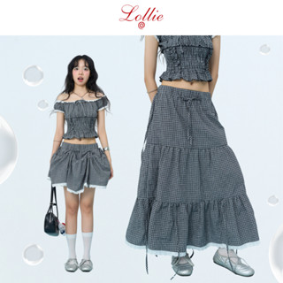 LOLLIE STUDIO - Chân váy kẻ viền ren mặc 2 kiểu Maru Skirt TKC62