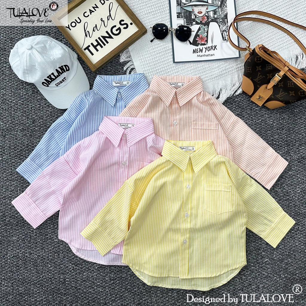 Áo Sơ Mi Cho Bé Gái Vải OXFORD Chất Lượng Cao Lên Form Cực Xinh, Áo Đi Học Cho Bé Gái Tulalove.