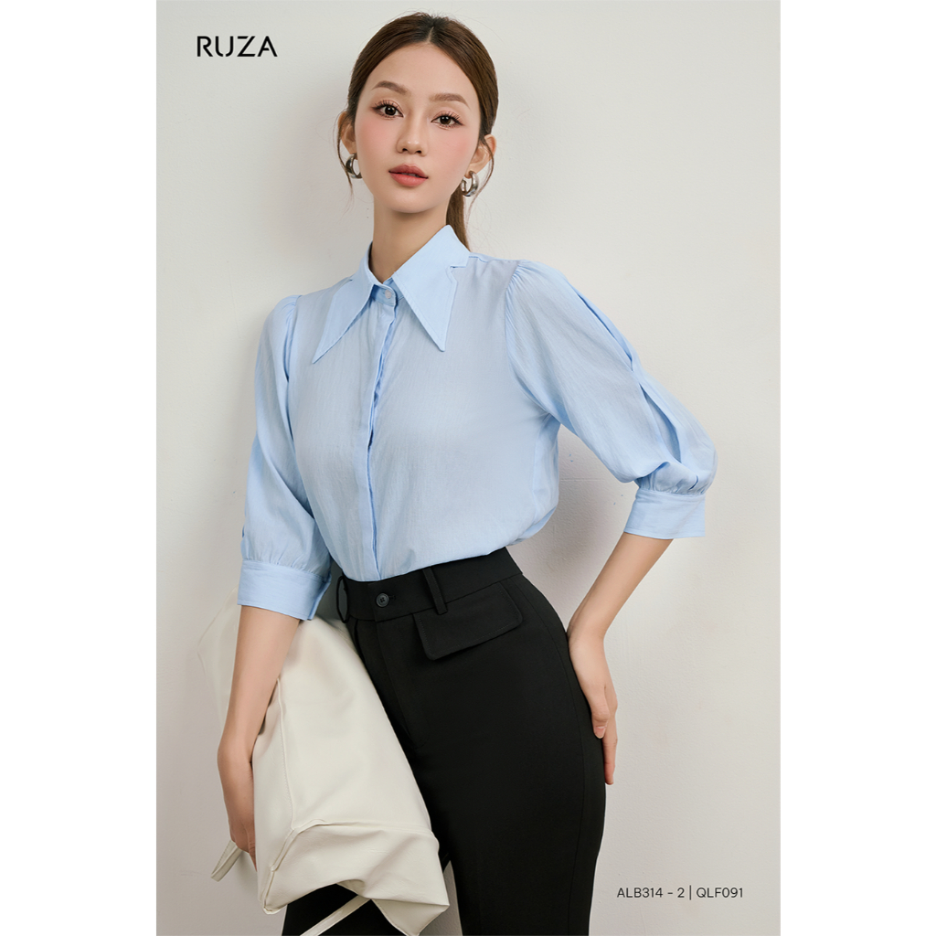 Áo sơ mi nữ tay lỡ RUZA công sở thiết kế thanh lịch sang trọng ALB314