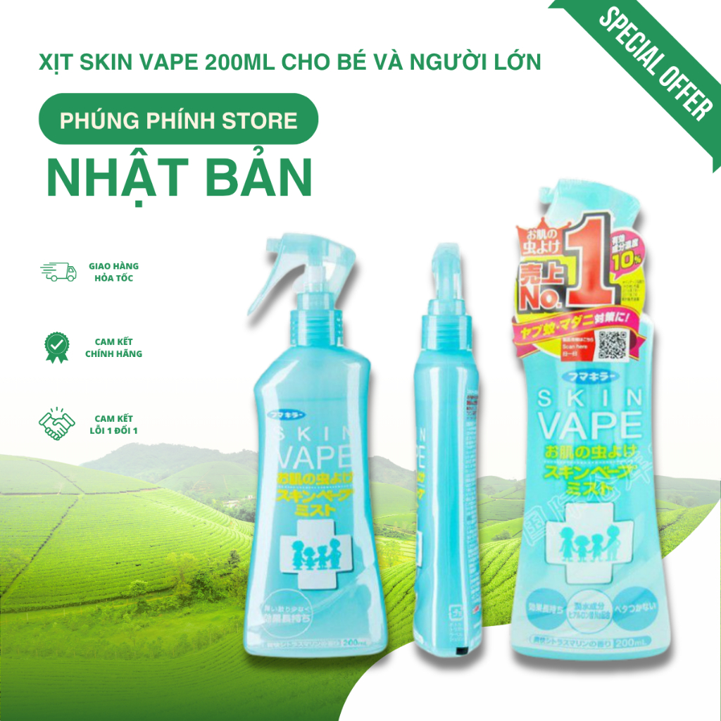 Xịt Skin Vape Nhật Bản 200ml cho bé và người lớn suốt 8h