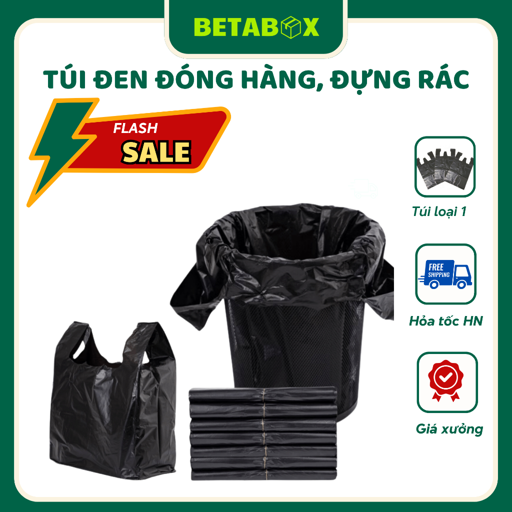 Túi Đựng Rác Loại Dày, Túi Bóng Đen Gói Hàng (1Kg) - BETABOX