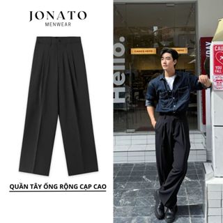 Quần tây nam ống rộng cạp cao xếp ly, quần âu dáng suông đứng hách dáng, chất vải lụa cao cấp JONATO - J029