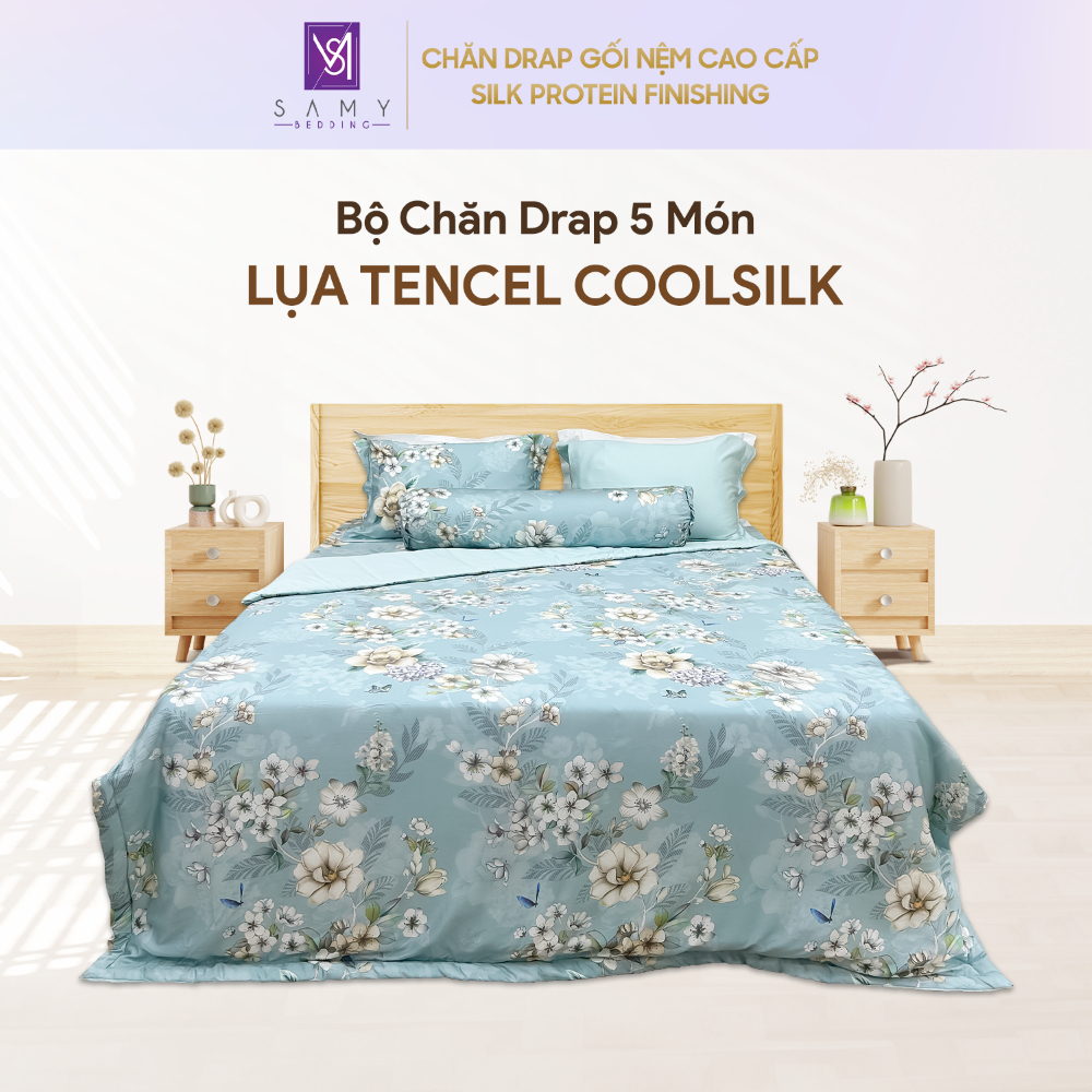 Bộ Chăn Ga Gối Lụa Tencel Coolsilk SAMY BEDDING Nhiều Mẫu Mã Cao Cấp