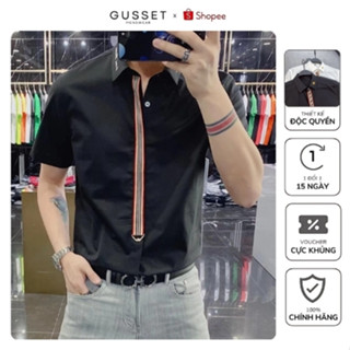  Áo Sơ Mi Nam Tay Ngắn Thêu Cố Phối Nẹp SMN Sơ Mi Nam Thiết Kế Cách Điệu Sang Trọng Phá Cách 