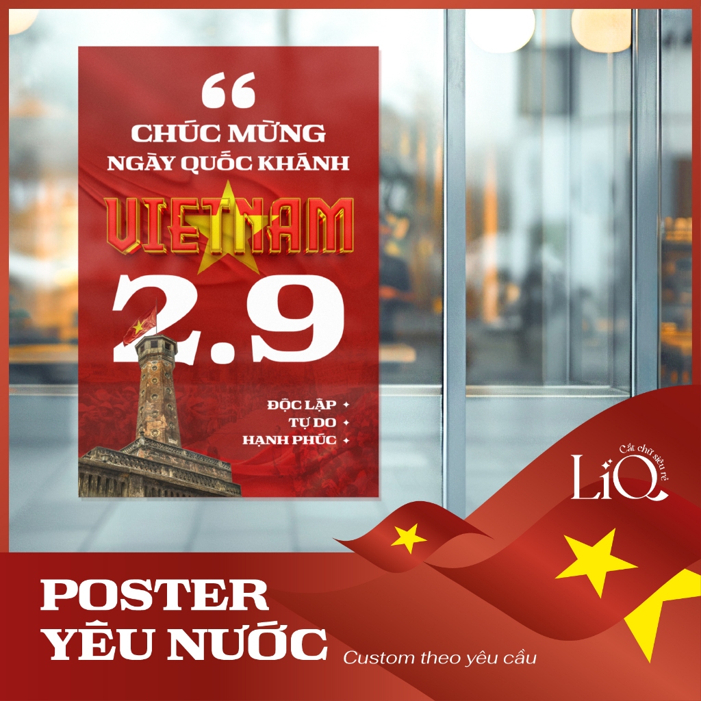 Decal dán kính Yêu nước - Decal 2.9 - Decal Ngày Quốc khánh Việt Nam