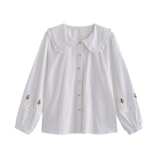 Áo khoác gile nữ thêu hoa cúc gỗ vintage, gile nữ phối sơ mi tiểu thư tay dài phồng Hàn Quốc 2857