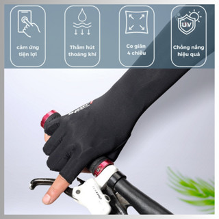 Găng tay chống nắng thiết kế dài tay hở 2 ngón, chất vải lụa mát lạnh, chống tia UV hiệu quả, phù hợp lái xe máy SUSI