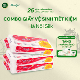 Giấy Vệ Sinh Hà Nội Silk Không Lõi Có Lõi 3 Lớp Combo Tiết Kiệm 1 Dây 10 Cuộn - Tặng Bịch Giấy Ăn Rút Fairy Sen 270 Tờ