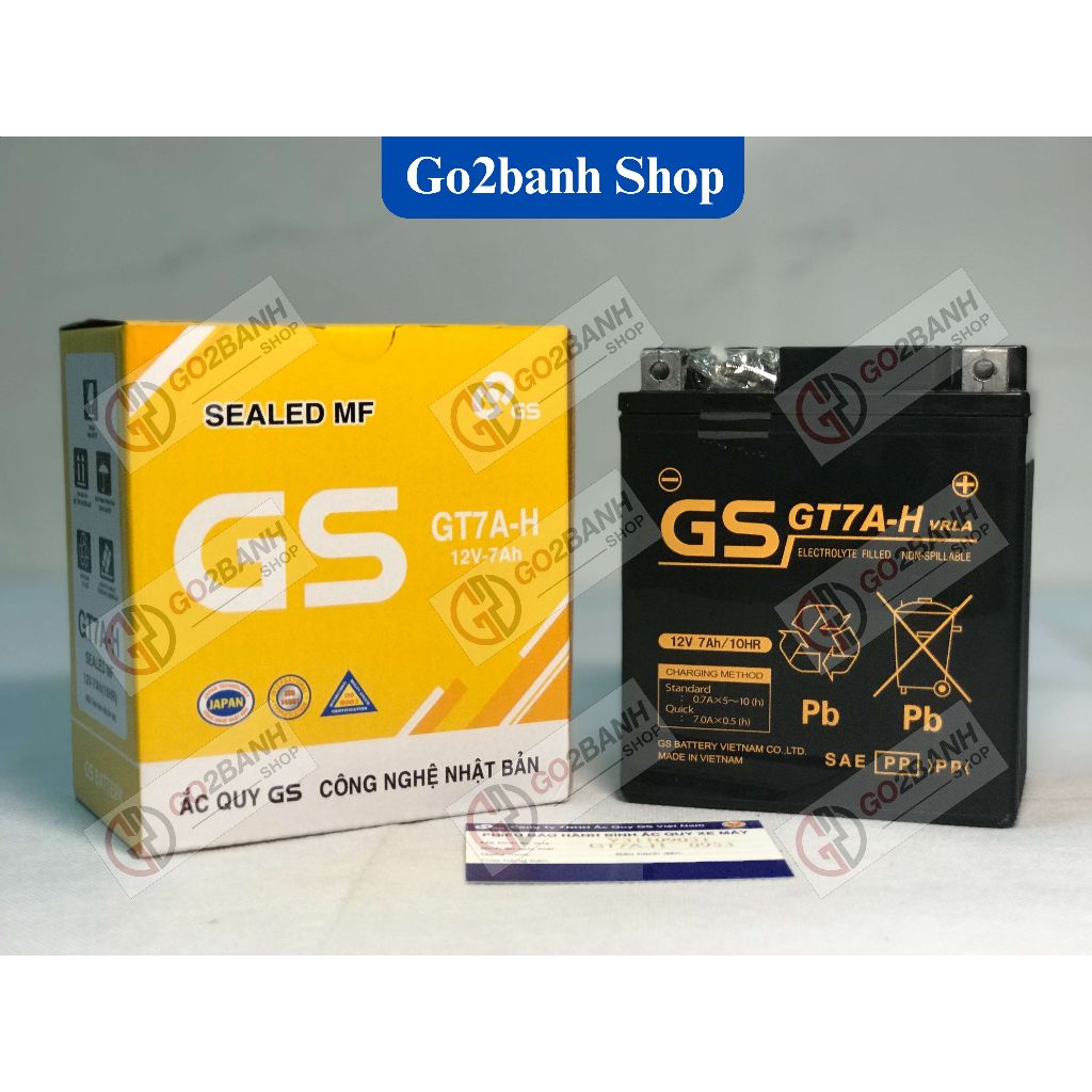 Bình ắc quy GS GT7A-H Sh nhập Ý 125/150,Lead 110 2009,Vespa Primavera/Sprint/GTS,Dylan (12V-7Ah)