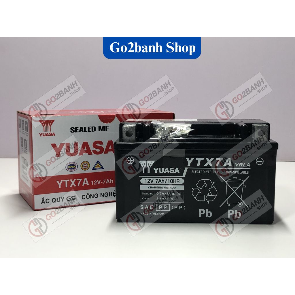 Bình ắc quy GS YUASA YTX7A Attila đời đầu, Attila Victoria đời đầu 2004-2005 (12V-7Ah