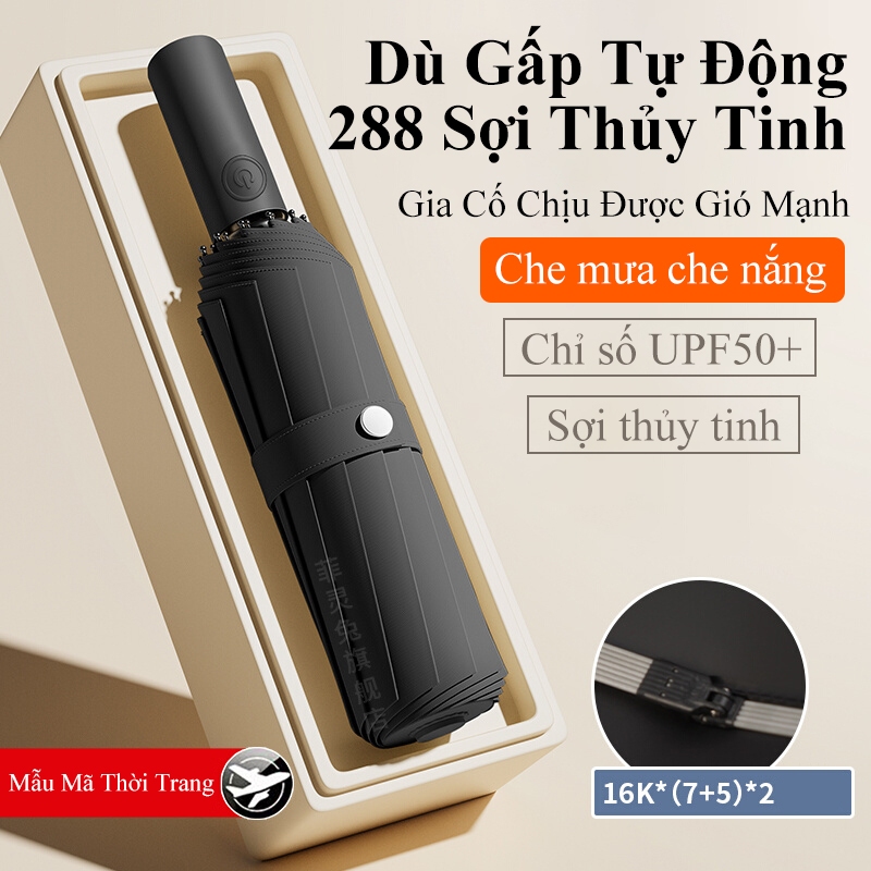 Ô dù tự đóng mở cao cấp MYT Ô dù gấp gọn tự động 12 nan 16 nan che mưa che nắng chống nước chống tia UV