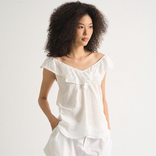 RedA | Áo trễ vai nhún bèo vải xô xốp thoáng mát - Lucía Top