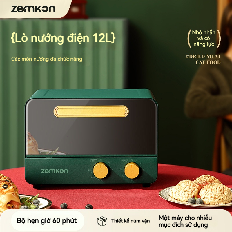 ZEMKON Nồi chiên không dầu lò nướng hơi nước dung tích 12L công suất 800W