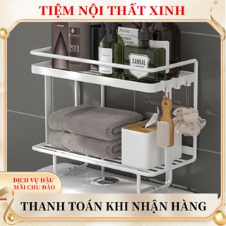 Giá để đồ nhà vệ sinh đồ lưu trữ hai lớp giá để đồ lặt vặt không cần đục lỗ thêm một bộ treo tường