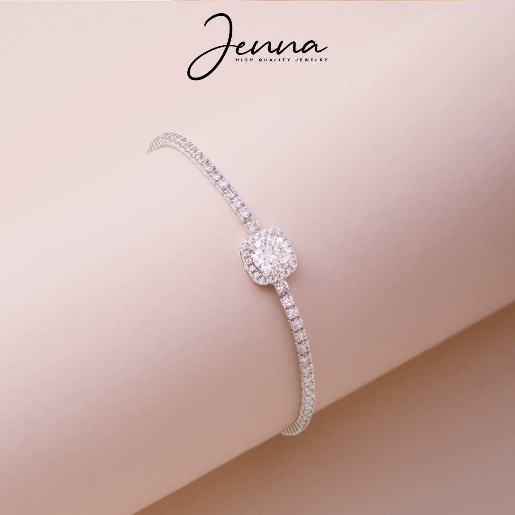 Lắc tay Bạc The Center Jenna JKC301 Đá Moissanite 1 carat Kiểm định GRA