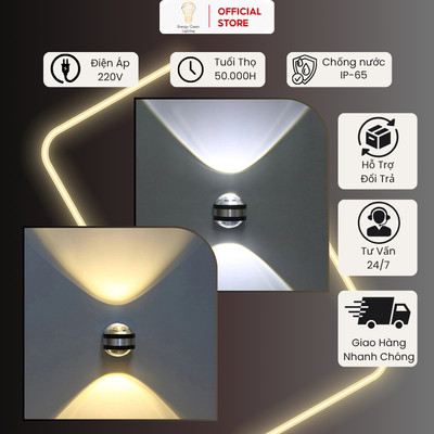 Đèn Gắn Tường Pha Lê Thủy Tinh Energy Green Lighting- T09 - 2 Đầu Chống Nước - Ánh Sáng Trắng/Vàng