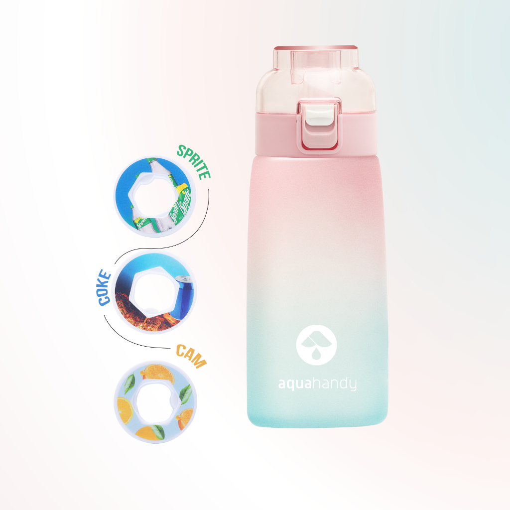 Bình Nước Hương Trái Cây AQUA HANDY 600ML Màu Hồng 0 Đường 0 Calo Air Water