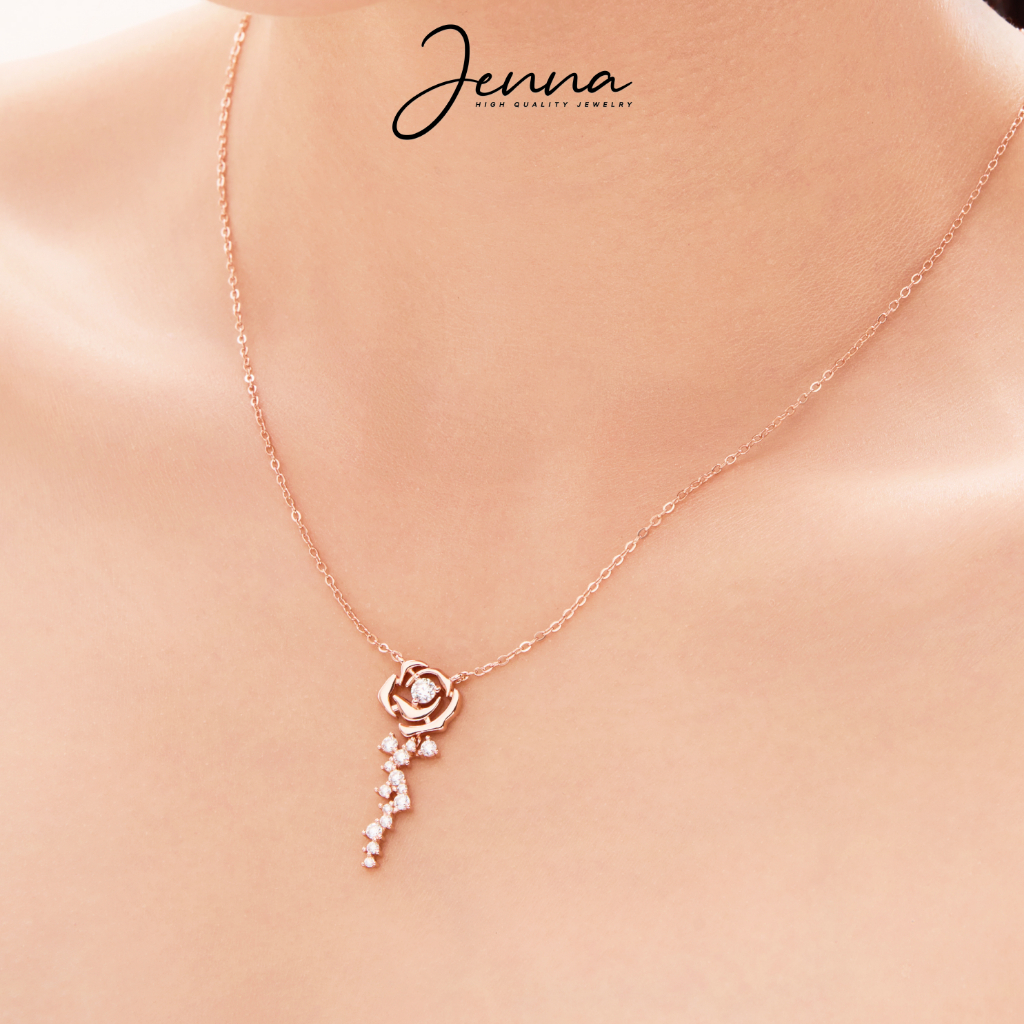 Dây chuyền Hoa hồng Roselle JKC108 Đá Moissanite 0.2 carat Kiểm định GRA