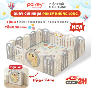 [Mẫu Mới] Quây Cũi Nhựa Gấp Gọn PAKEY - TẶNG Thảm + Bóng + Giỏ + Bóng Rổ, Quây Nhà Banh Chính Hãng An Toàn Cho Bé