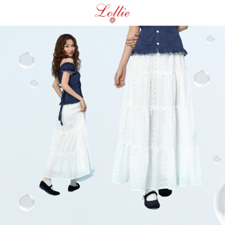 LOLLIE STUDIO - Chân váy thô đũi ren ba tầng midi lace skirt Lolliemade TKC37