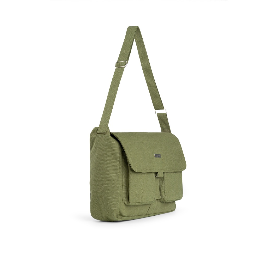 [Bản upgrade][hàng có sẵn, shipper lấy hàng mỗi ngày] Túi đeo chéo vải bố canvas 2 lớp MIXI có khoá kéo vừa lap 15.6inch