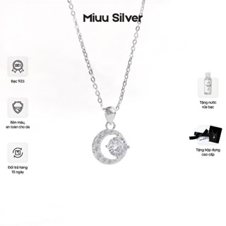 Dây chuyền bạc nữ Miuu Silver, vòng cổ nữ hình mặt trăng đính đá Mystery Moonie