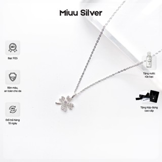Dây chuyền bạc nữ Miuu Silver, vòng cổ cỏ 4 lá đính đá bạc 925