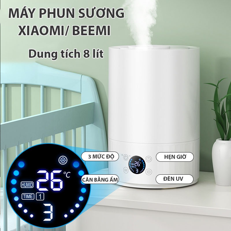 (BẢN NÂNG CẤP) Máy phun sương tạo ẩm Beemi 8 Lít, Máy khuếch tán tinh dầu công suất mạnh, máy tạo độ ẩm không khí