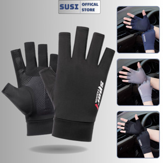 Găng tay chống nắng thiết kế hở ngón nam nữ, chất vải co giãn thoáng mát, vân cao su chống trượt , phù hợp đi đường SUSI