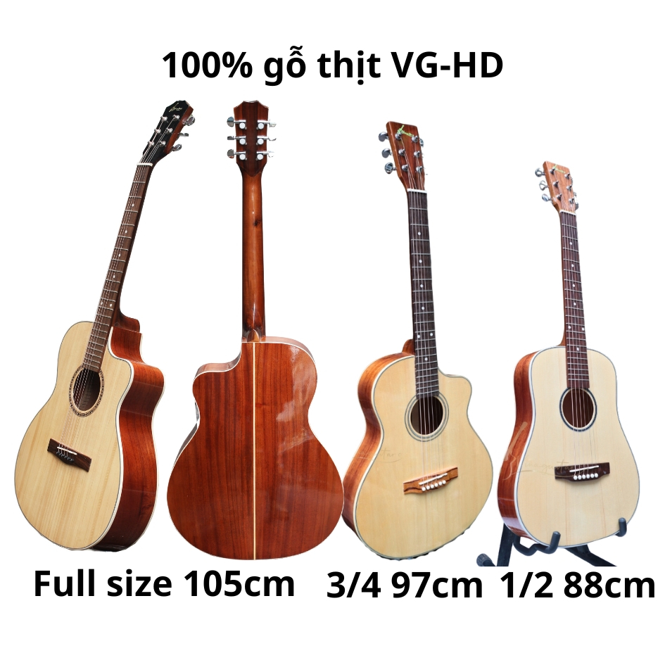  Đàn guitar acoustic gỗ thịt VG-HD Hồng Đào FULL SOLID Gỗ Thịt 100% có EQ guitar classic Vinaguitar 