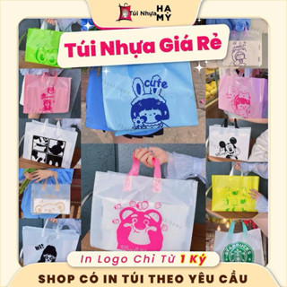 [1 Cái] Túi Tote, Túi Nhựa In Hình Cute Đựng Đồ Đa Năng (Nhận In Logo Thương Hiệu Riêng)