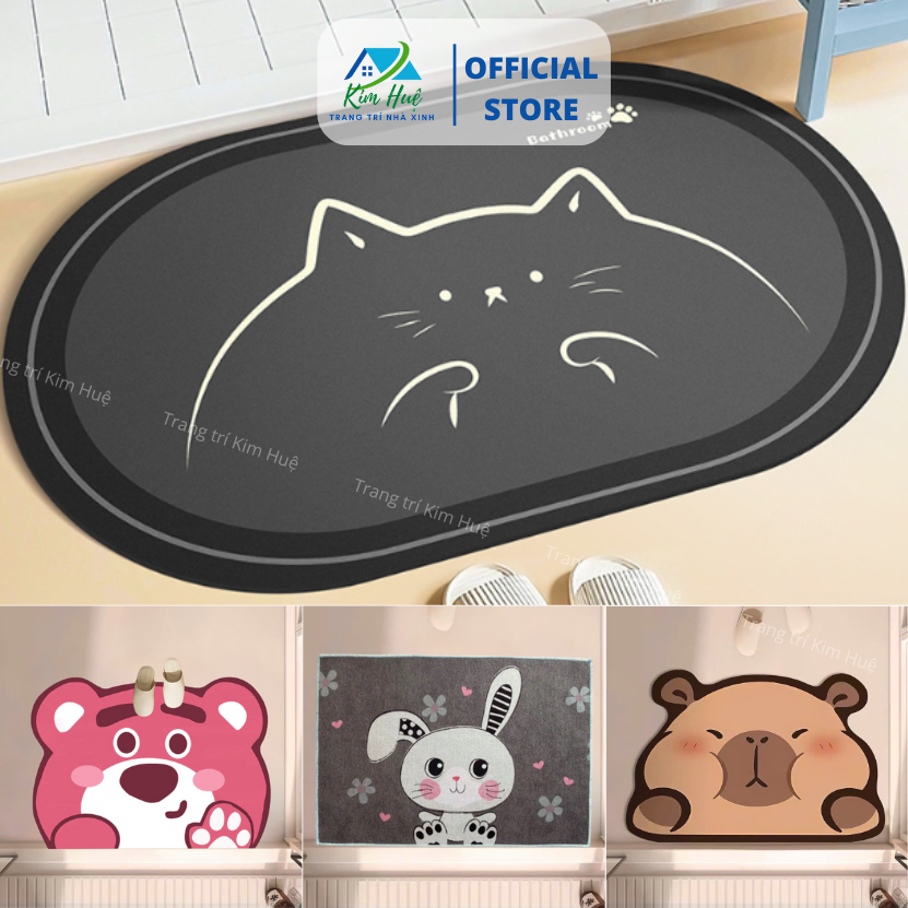 Thảm chùi chân phòng tắm, nhà bếp bali đế cao su chống trơn trượt (40x60cm) - Trang trí Kim Huệ X01