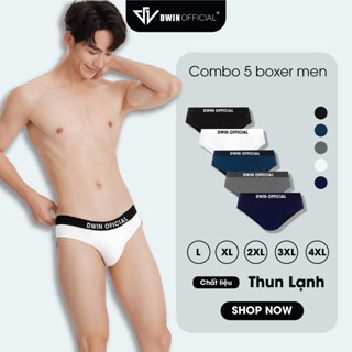  Combo 5 quần lót nam DWIN sịp tam giác kháng khuẩn cao cấp boxer vải thun lạnh co dãn 4 chiều 