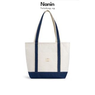 [Bản upgrade] Túi tote vải bố canvas 2 lớp dày đứng form vừa A4 và laptop có khoá kéo và ngăn con,  kem - E.L.L.I.E