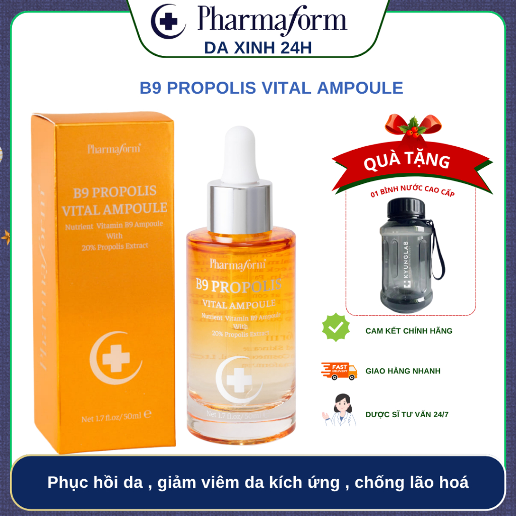 ✅ HÀNG CTY PHARMAFORM Serum phục hồi giảm kích ứng B9 Propolis Vital Ampoule 50ml