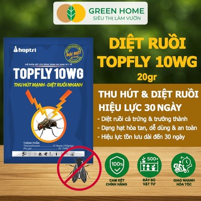 Thuốc Diệt Ruồi Greenhome, Topfly 10wg, Gói 20gr, Thu Hút Mạnh, Diệt Ruồi Nhanh, Hiệu Quả, An Toàn